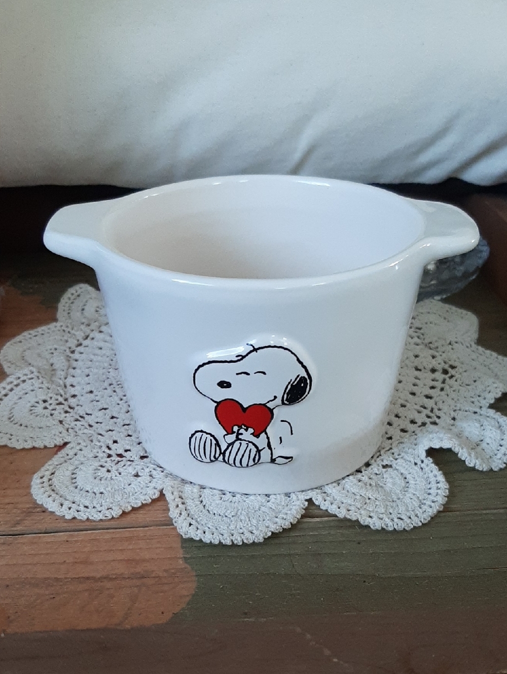RAE DUNN Bowl Snoopy Red Heart Handles Cookware
